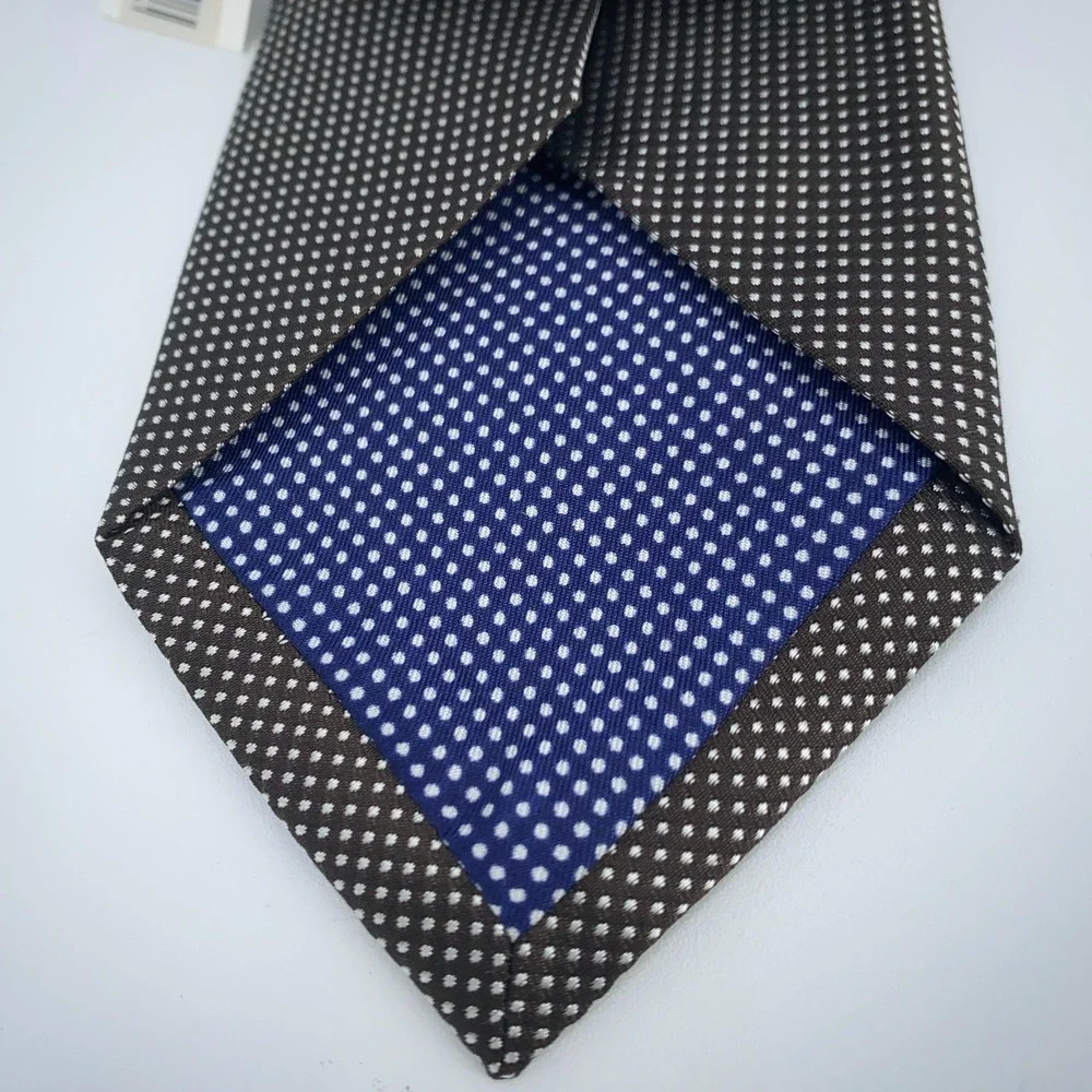 Eton Tie Mens One Size Black White Polka Dot Classic Necktie England‎ Made